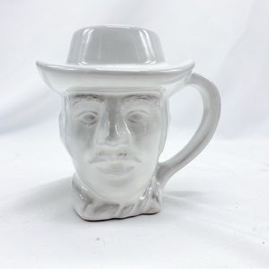 Vintage Frankoma Pottery Cowboy Toby Mug White 601 Wyatt Earp